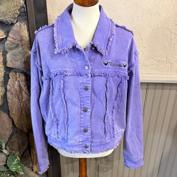 Disney Lavender Frayed Denim Jacket - Picture 2 of 7